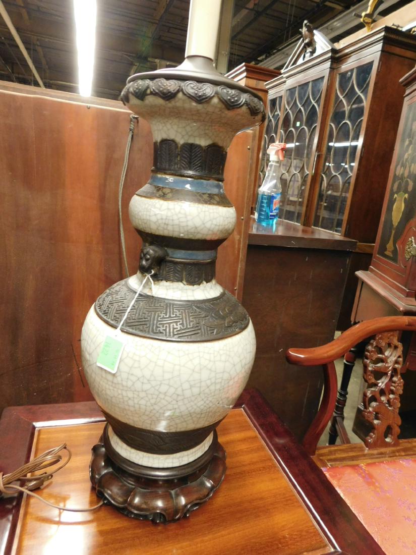 Chinese Crackle Glaze Porcelain Vase / Lamp, (1 of 2)