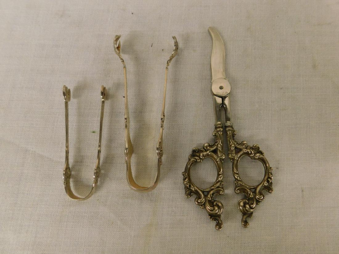 2 Sterling Sugar Tongs & German Grape Shears (1 of 6)