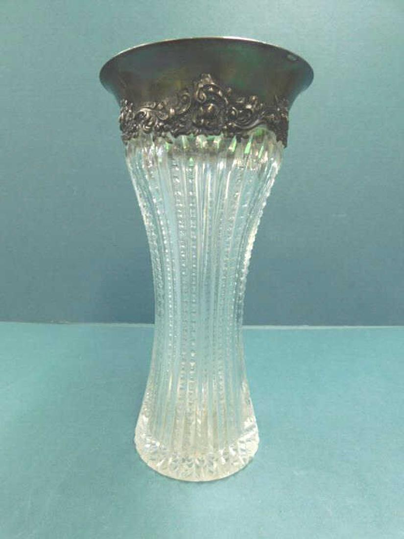 ABP Cut glass Vase with Sterling Collar (1 of 4)