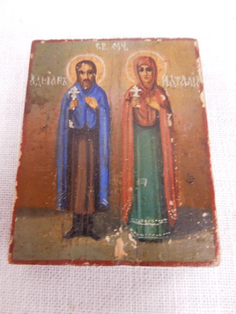 Small Antique Hand Painted Wood Icon (1 of 5)