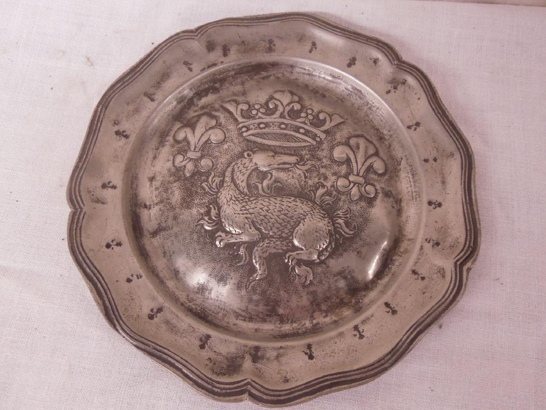 Antique French Medieval pewter plate