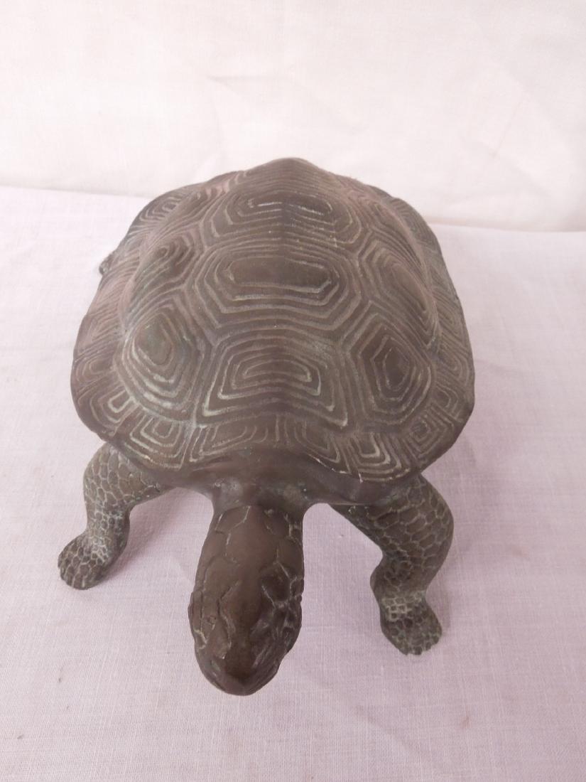 Vintage Bronze Turtle Sculpture: Vintage Bronze Turtle Sculpture, fully extended head, legs and tail, 9" x 12" x 5"h, mid 20th C. CONDITION: Spots of oxidation especially on bottom, otherwise no issues.
