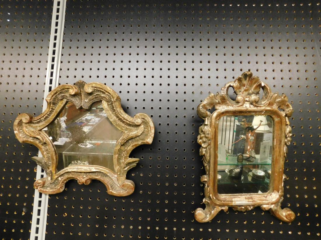 2 Antique Carved Wood Accent Mirrors (1 of 3)