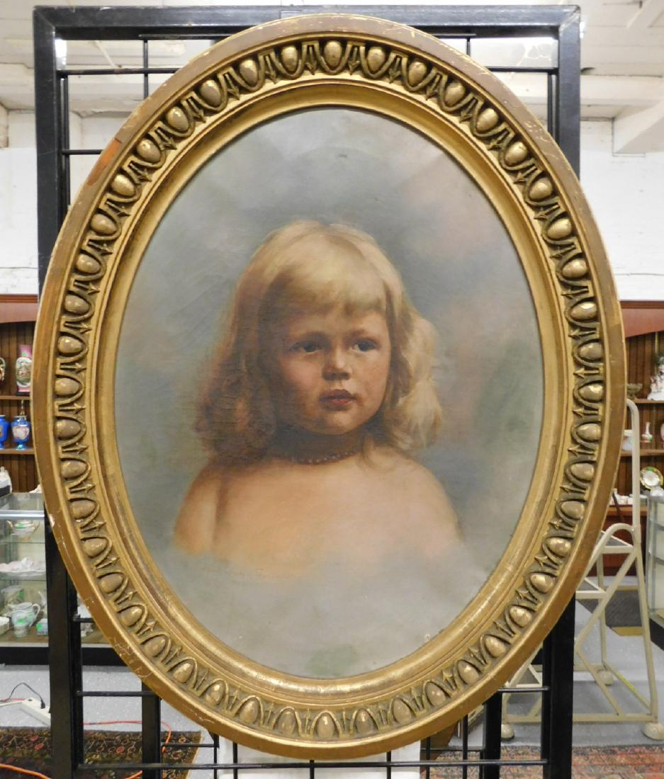 Alice Morris Fraser o/c Portrait of a Girl: Alice Morris Fraser o/c Portrait of a Girl: A good framed oval oil on canvas portrait of a young girl with blond hair by Philadelphia artist Alice Morris Fraser. Early 20th c American, Signed lower le