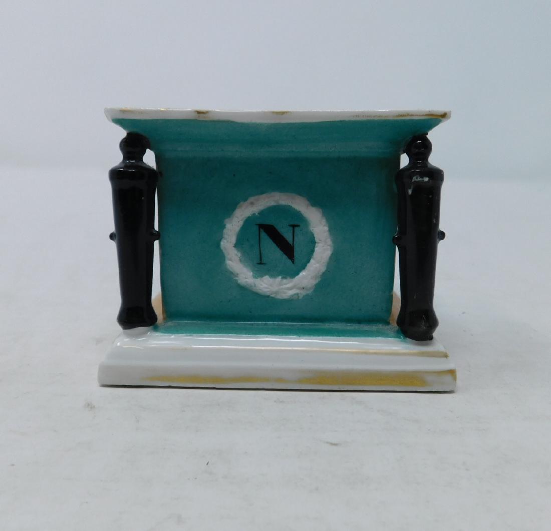 Vieux Paris Inkwell Napoleonic Interest: Vieux Paris Inkwell Napoleonic Interest: An Old Paris porcelain inkwell in the form of a tomb or altar dedicated to Napoleon, with an N in a wreath on one side, large crest on the other and upended ca