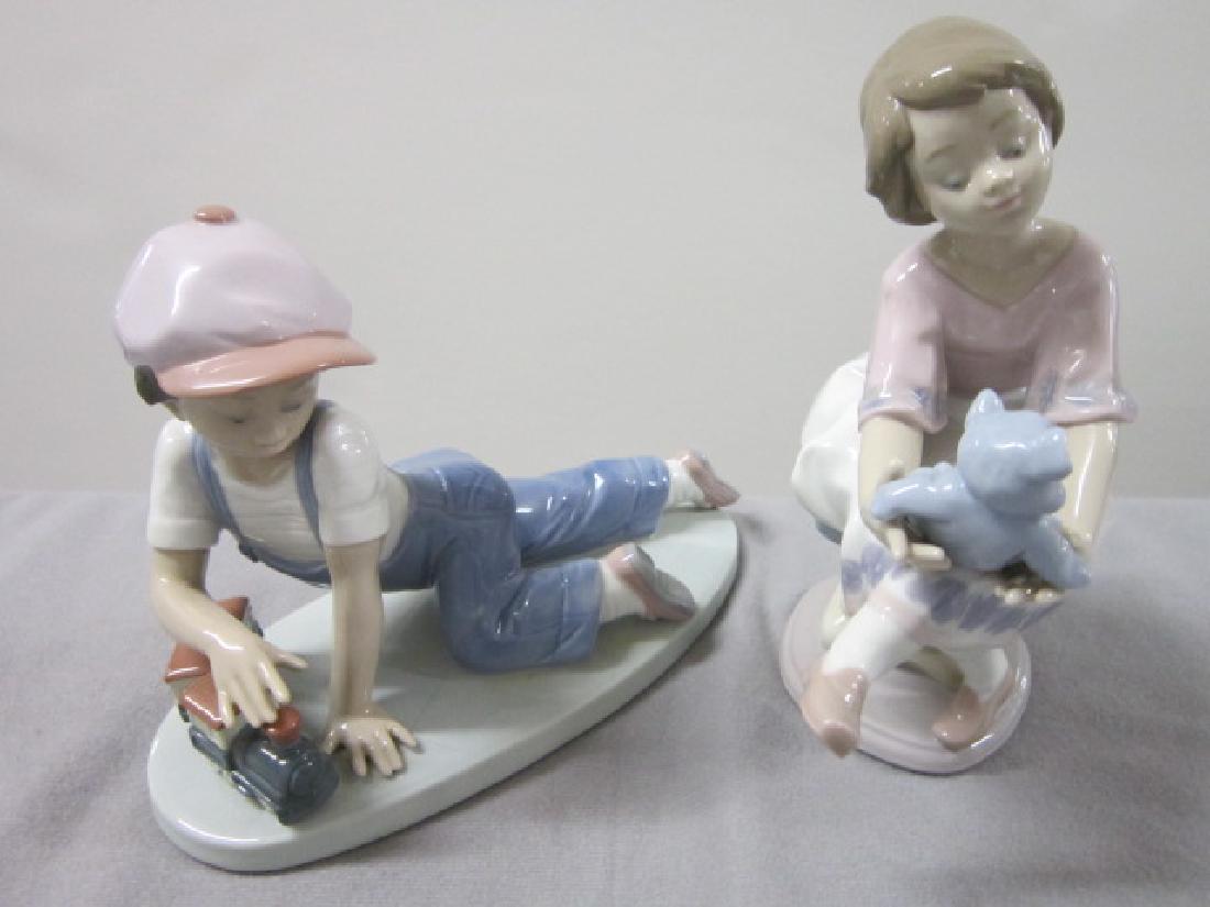 2 Lladro Porcelain Figurines: 2 Lladro porcelain figurines including; All Aboard, # 7619 (1992 Lladro Collectors Series), 7 1/2" x 5 1/4" h. and Best Friend, # 7620 (1993 Lladro Collectors Series), 5 1/2" x 6 1/2" h. Condition; ex