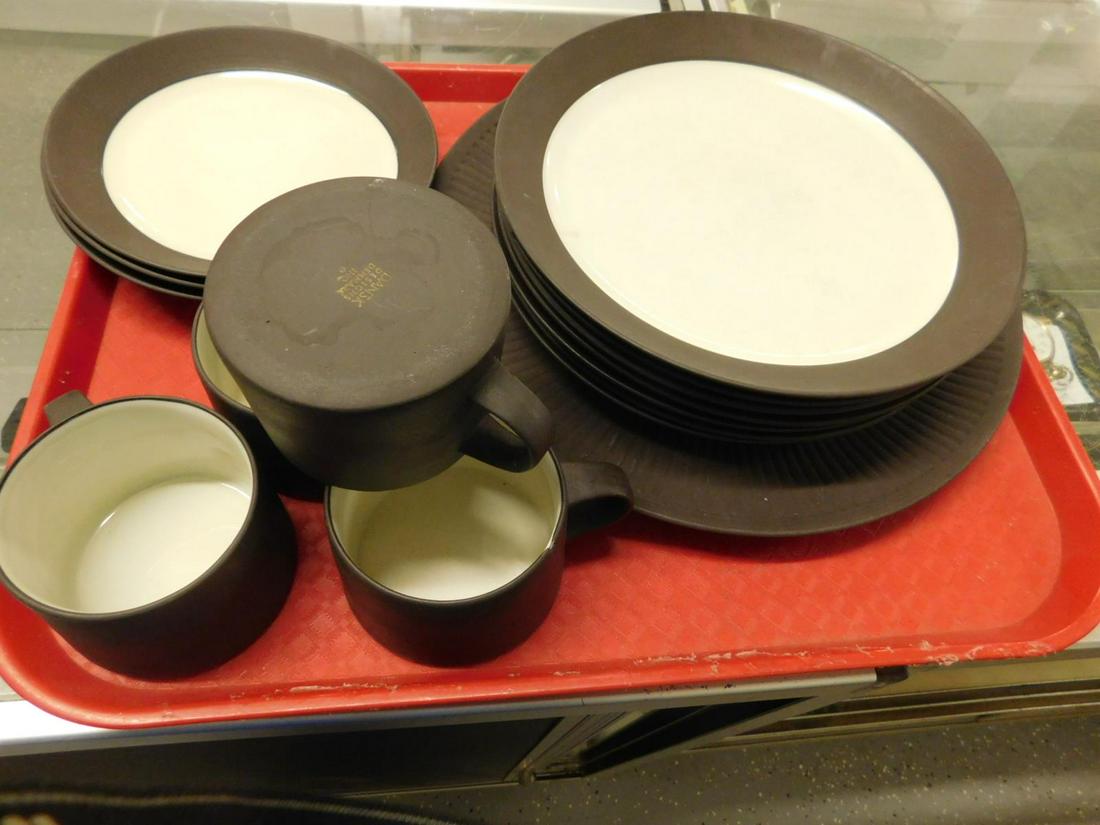 Vintage Dansk Design Flamestone Dinnerware: Vintage Dansk Design Flamestone Dinnerware. A small group of dinnerware in the Flamestone pattern by Dansk Designs, designed by Jens H Quistgaard, all made in Demark, including four smooth cups, three