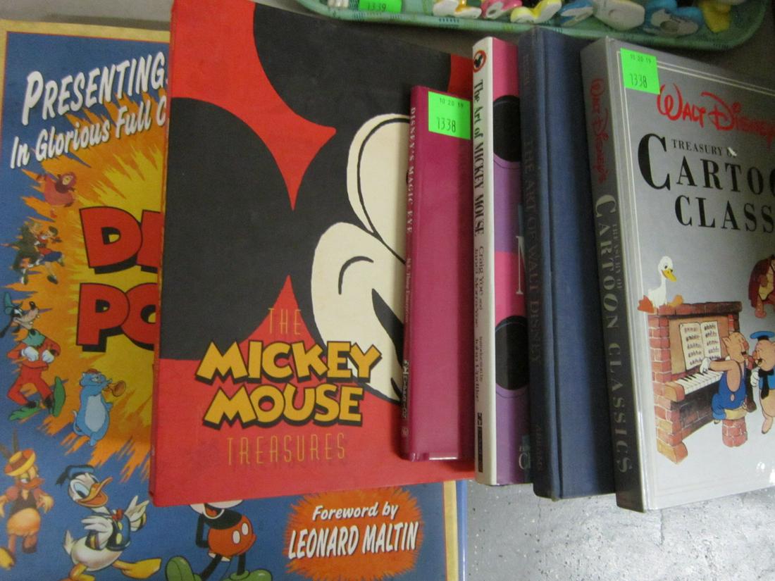 7 Disney Hardback Books: Seven Disney Hardback Books, some with dust jackets including: Disney's Magic Eye, The Art of Mickey Mouse, and two Disney Poster Books, one The Mickey Mouse Treasures (with cardboard sleeve), plus W.