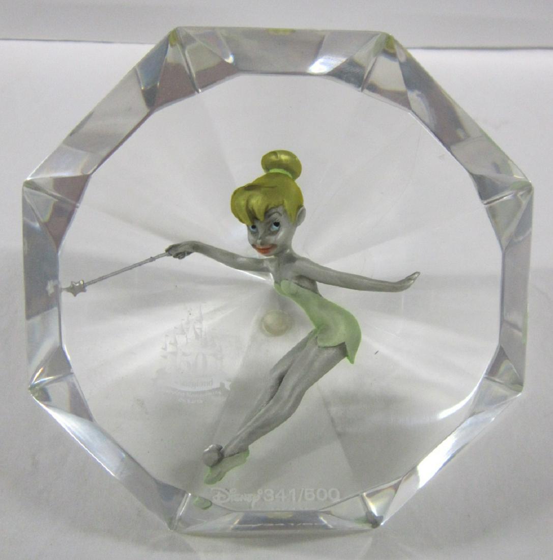 Disneyland 50th Anniversary Tinkerbell Crystal: Disneyland 50th Anniversary Tinkerbell Crystal with 3-D Tinkerbell encased in lucite crystal, Magic Kingdom logo (50th Anniversary of Disneyland - "Happiest Homecoming on Earth", limited edition, 341