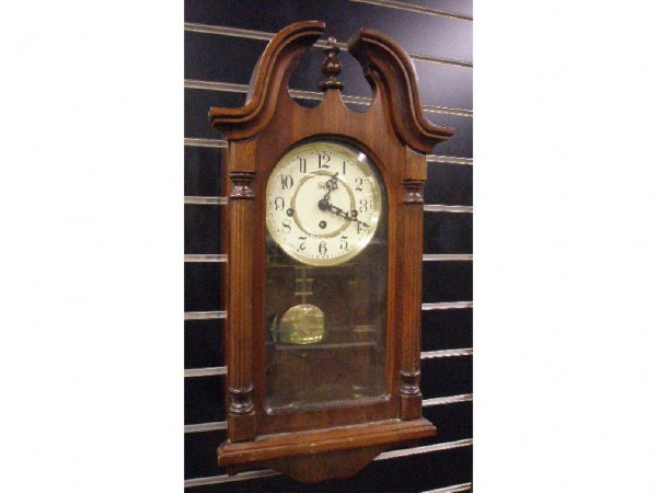 Sligh Wall Clock: Sligh model 797-1AN 21" x 10 1/4" wall clock time, strike & time movement