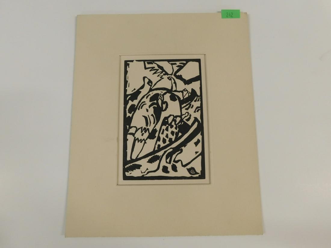 Wassily Kandinsky Klange Woodcut: Wassily Kandinsky (Russian, 1866-1944) Klange Woodcut, likely titled "Composition" from Klange, printed by Poeschel & Trepte, Leipzig, published by R Piper & Co. Notation on reverse that this is from 