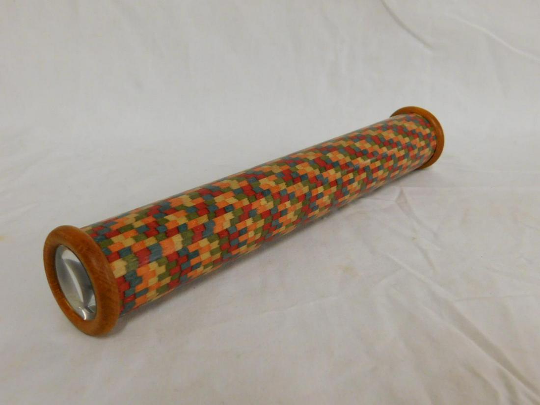 Checkered Wood Cylinder Kaleidoscope (1 of 1)
