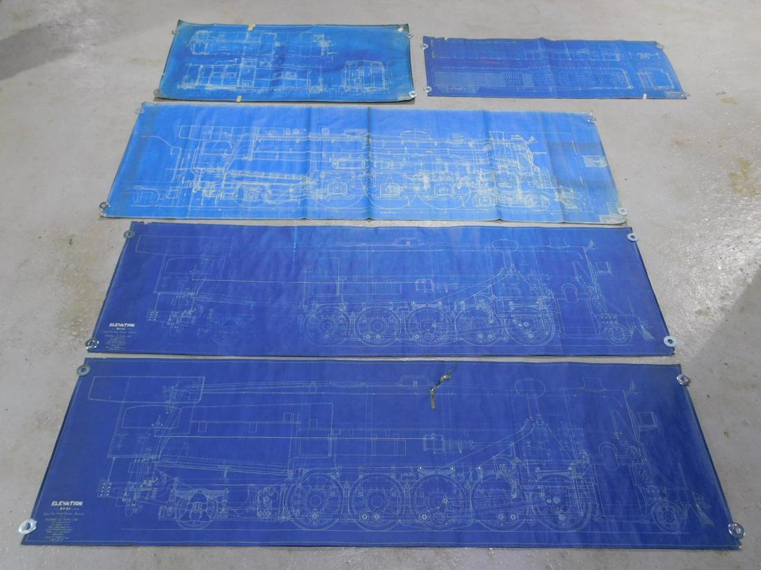 Reading Railroad Blueprints & Drawings: [23 items] Blueprint sectional views and mechanical drawings from the Reading Railroad. Largely 1920s/1930s, with several early and mid 20th century. Includes 1947 large scale Baldwin erecting elevati