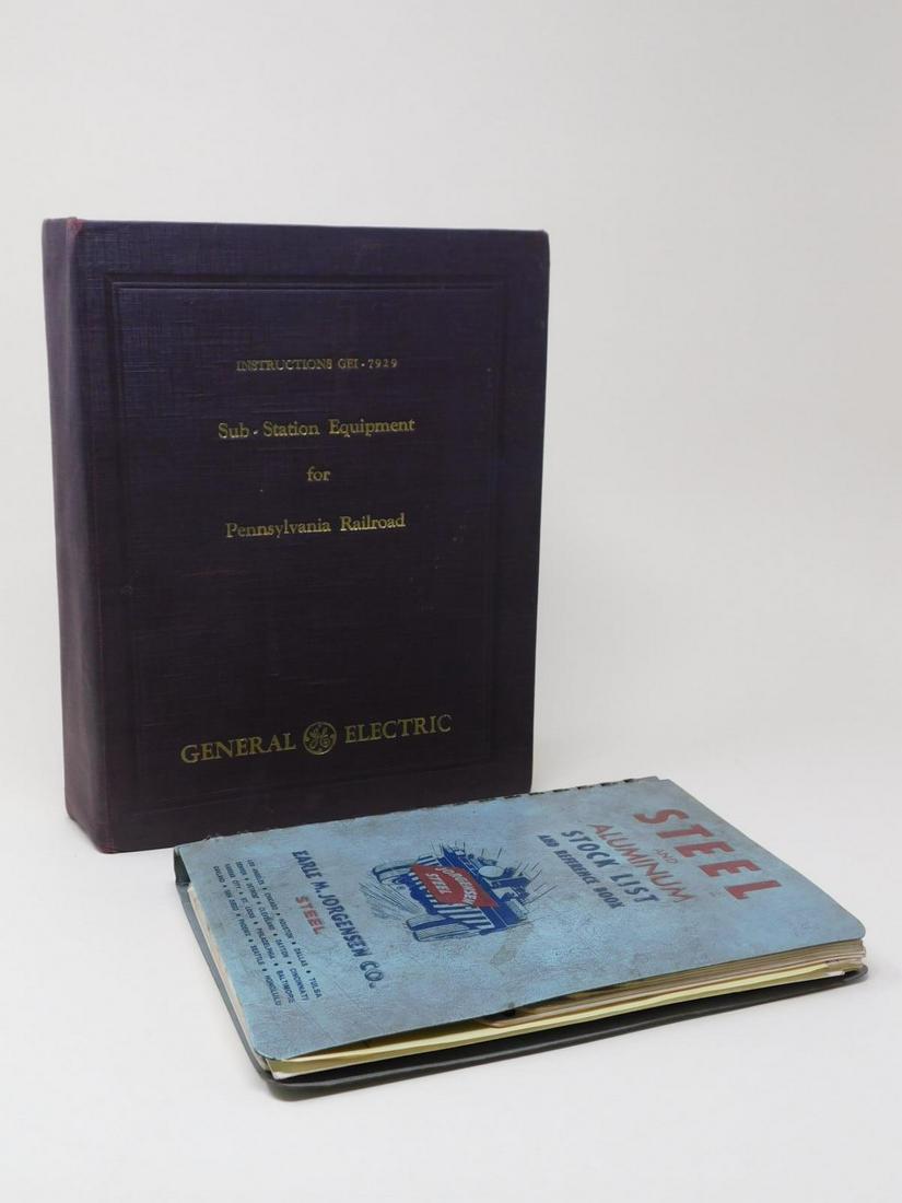 General Electric Sub-Station Equipment for Pennsy: [2 items] a hardbound GE instruction book/catalog titled "Instructions GEI-7929 Sub-Station Equipment for Pennsylvania Railroad" containing a couple hundred pages of information about items produced b