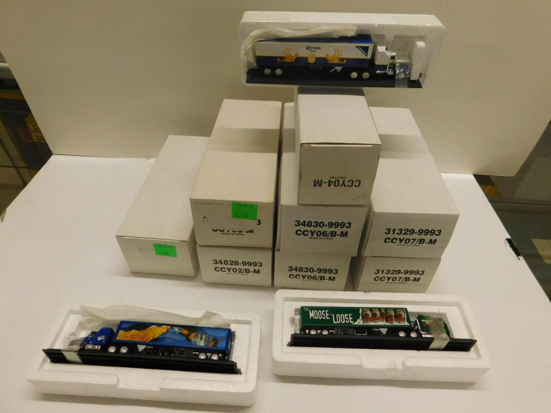 8 Matchbox Collectibles Brewery Tractor Trailers: Eight Matchbox Collectibles Brewery Tractor Trailers, all like new in original white box with styrofoam packing, including: The Official International Brewmasters Collection - CCY02 / B-M, two CCY061B