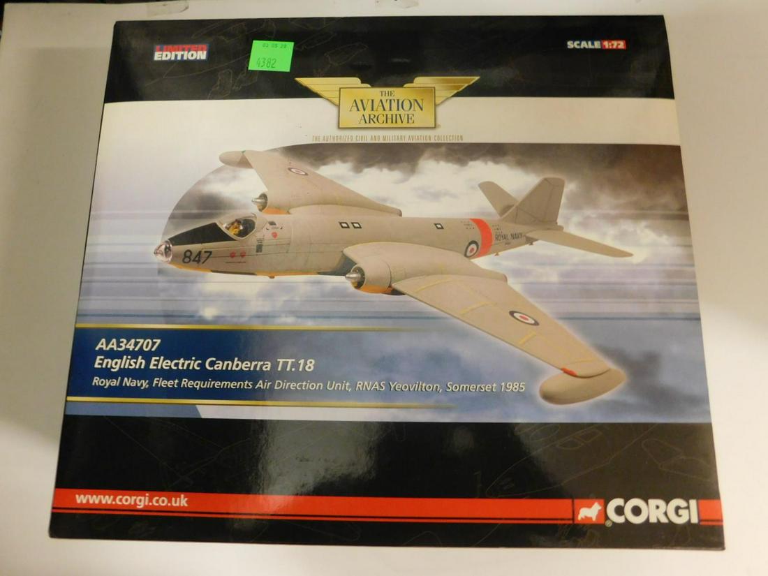 Corgi Limited Edition Plane: Corgi Limited Edition Plane, The Aviation Archive, new in original box, 1:72 small scale diecast, English Electric Canberra TI.18, AA34707. CONDITION: No issues identified.