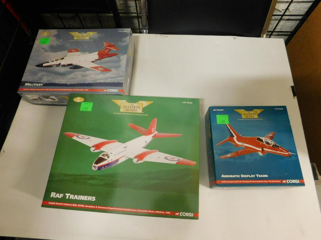 3 Corgi Limited Edition Air Planes: 3 Corgi Limited Edition Air Planes, The Aviation Archive, all new in original boxes, small scale diecast including: British Aerospace Hawk T.I.A., AA36001, Hawker Siddeley Buccaneer S. 2 B, AA34108 an