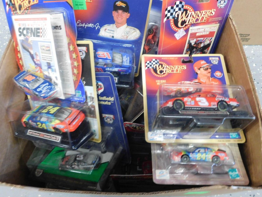 Winner's Circle Die Cast Race Cars & Figure: Winner's Circle Die Cast Race Cars and Figure, all new in original packages including: 1:43 scale - NASCAR 50, #1, #3 and #24, Speed weeks 99 series, #3 and #18, plus NASCAR Dale Earnhardt (with pit c