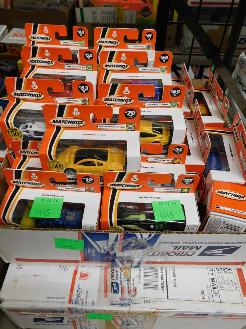 Matchbox Diecast Vehicles: Matchbox Diecast Vehicles, 50th Year (2002), all new in single car window boxes and packs including: 5, 6, (3) #7 (dup), 8, 11, (2) #12 (dup), 13, 14, 15, 17, 19, (2) #20 (dup), 21, 22, 23, 24, 26, 26