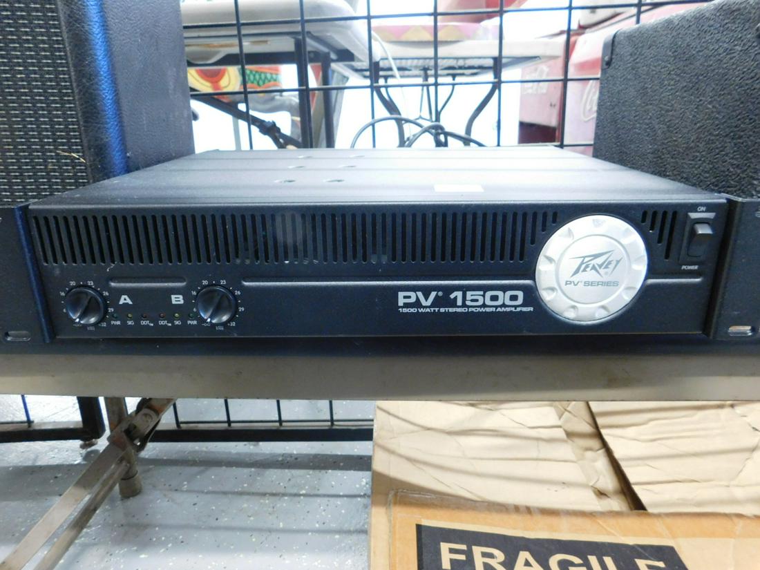 Peavey Power Amplifier: Peavey PX 1500 stereo 1500 w Power Amplifier, 500 watts, with A.B. imputs, 19" x 16" x 3 1/2" with box, pack mountable.[9] CONDITION: Slight cosmetic marks, been tested and working order, used.