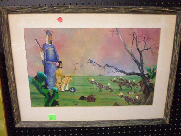 [H. Clinton] Beagary "The King and the Queen": [H. Clinton] Beagary, [19]47, signed and dated, gouache, The King and the Queen [Provenance: Collection of Philip and Esther Klein, Philadelphia]