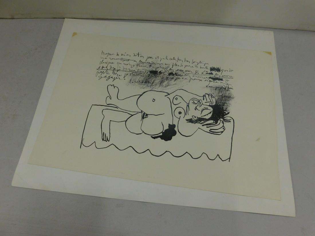 Pablo Picasso Lithograph Hommage Georges Braque 2: Pablo Picasso Lithograph Hommage a Georges Braque: An original lithograph by Pablo Picasso (Spanish, 1881-1973), produced for the "Hommage a Georges Braque" issue of Derriere le Miroir (published as N