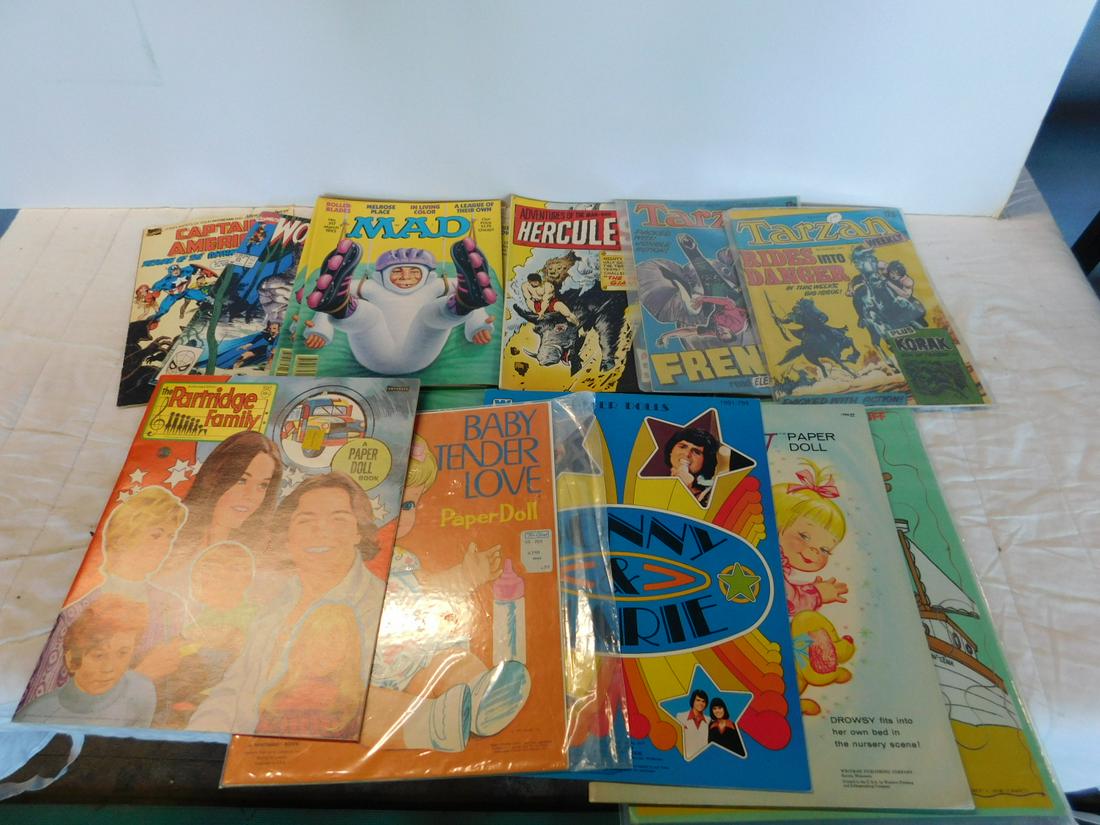 Lot Vintage & Other Magazines & Puzzles: Lot Vintage and Other Magazines and Puzzles including: four Mad Magazines (duplicates), No. 317, March 1993, four Paper Doll books - Baby Tender Love, Drowsy and Donny & Marie by Whitman and The Partr