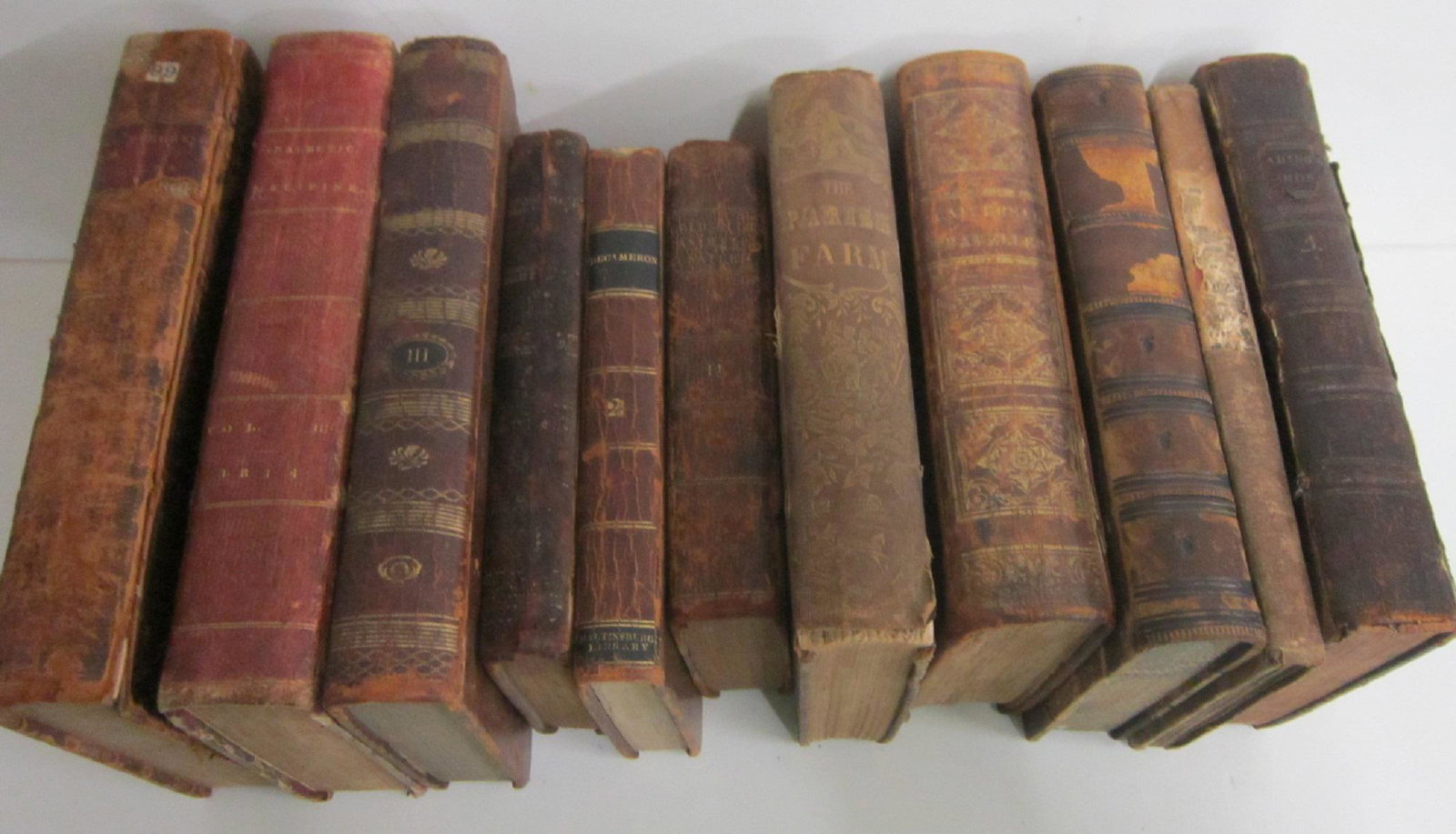 Mixed Lot of 19th Century Books: [11 items] A collection of various titles, most published in the early 19th c., consisting of: Boccaccio, Decameron or Ten Days' Entertainment, William Sharp, London, 1833 (Vol II only); Cambridge, Wi