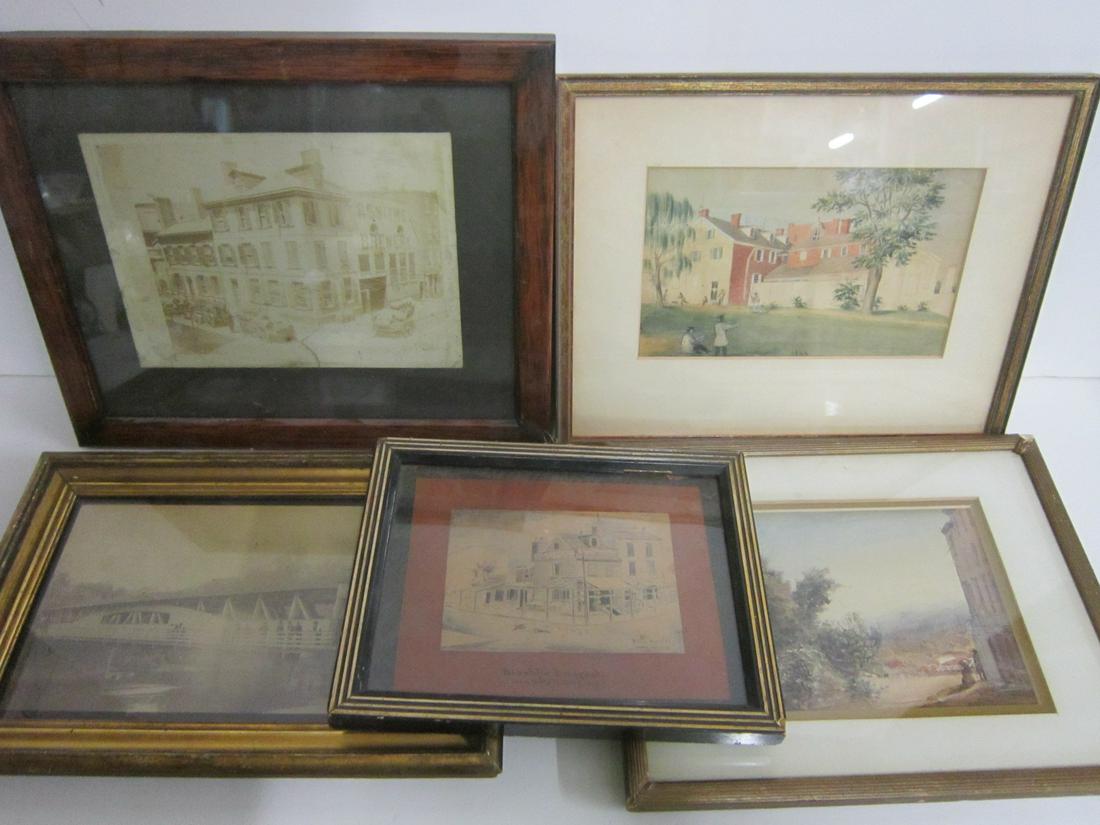 Estate Historic Photos and Drawings: [5 items] Estate Historic Photos and Drawings. A group of antique photographs and drawings from the estate of Rob Goldstein, who had a strong interest in local history. This lot includes an albumen ph