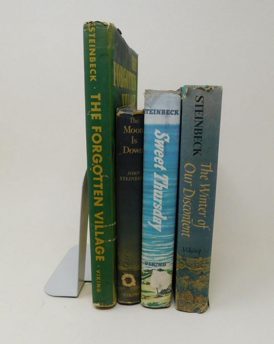 Steinbeck John Book Lot: Consisting of: Steinbeck, John, The Forgotten Village, Viking, New York, 1941; The Moon Is Down, Viking, 1942; Sweet Thursday, Viking, 1954; The Winter of Our Discontent, Viking, 1961. Condition; Good