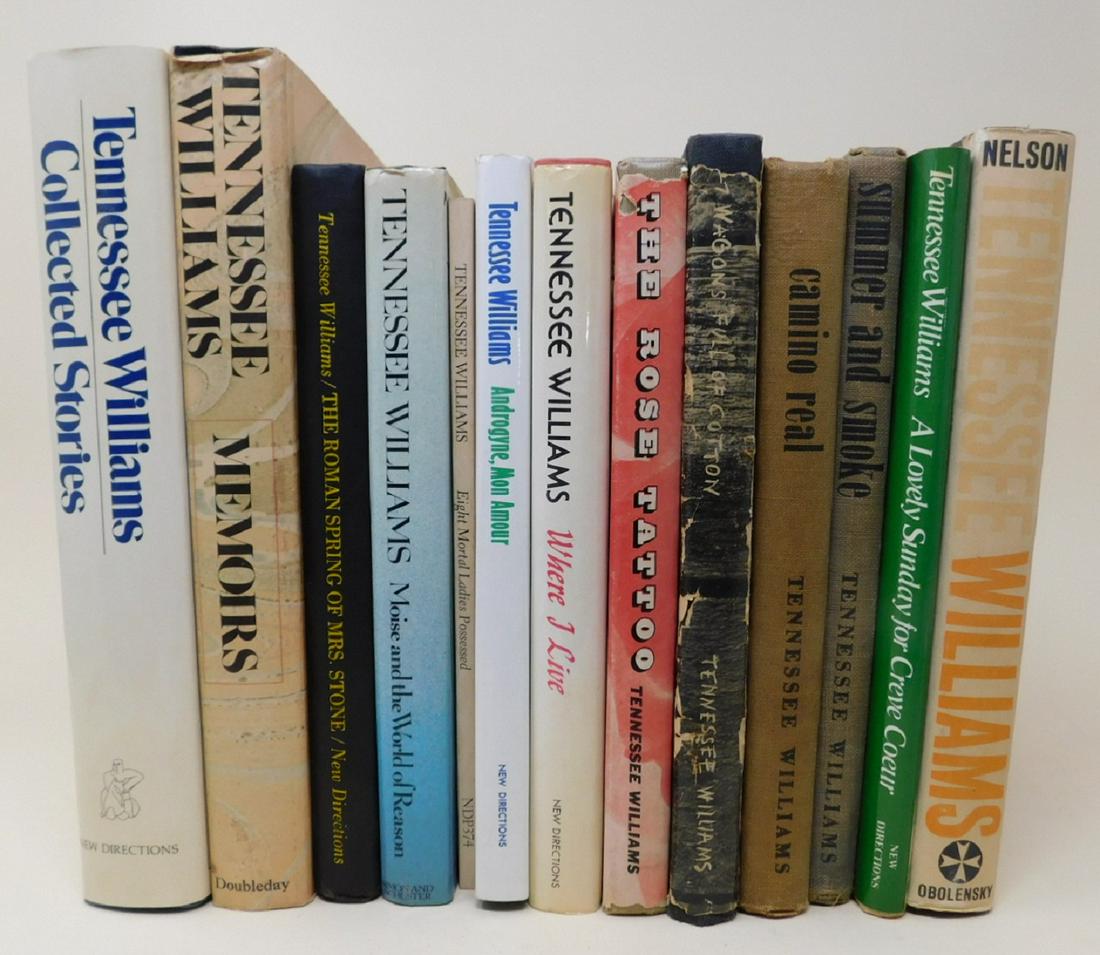 Williams Tennessee Books: Titles by or about Tennessee Williams, to include: 27 Wagons Full of Cotton and Other Plays, New Directions, New York, 1945 (first edition, no other printings stated, in tattered DJ by Alvin Lustig &