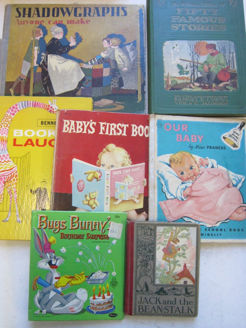 Lot Vintage Children's Books: Lot Vintage Children's Books including; Jack and the Beanstalk, R.W. Kauffman, 1922 Henry Altemus Company, Bugs Bunny Birthday surprise, 1960 Whitman, Baby's First Book, 1955 Golden Book, Our Baby by