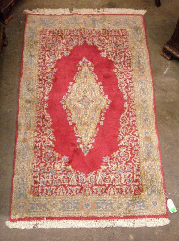 Imperial Kerman 3'x 5' Throw Rug, Rose: Imperial Kerman 3' x 5' throw rug in rose, blues & ivory
