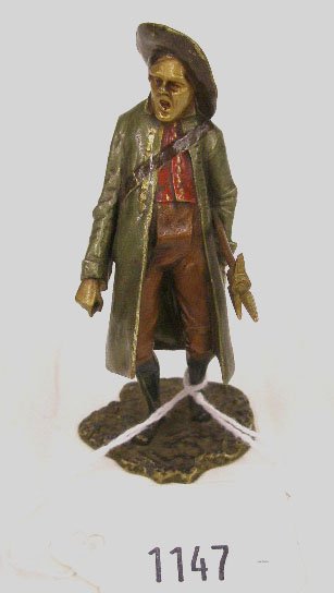 Franz Bergman Vienna Bronze Figure: Franz Begman signed cold painted Vienna bronze 3" figure of a man w/gauntlet