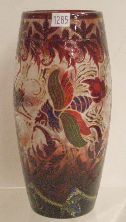 Emile Galle Enameled & Painted Acid Etched Vase