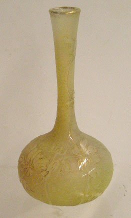 Daum Nancy Cameo Glass Stick Vase: Daum Nancy signed cameo glass 6 1/2" stick vase w/floral design