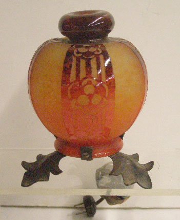 LeVerre Francais Cameo Glass Lamp: LeVerre Francais Charder signed cameo glass 7" lamp