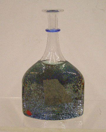 Kosta Boda Satellite Bottle Vase: Kosta Boda Bertil Vallien designed 6 1/2" satellite bottle vase