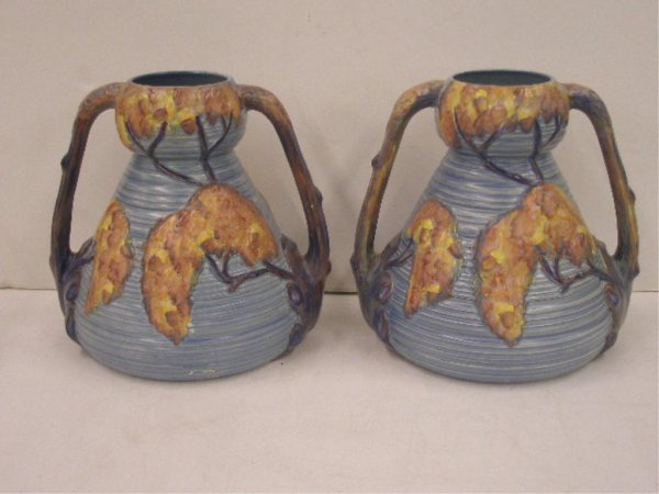 Carlton Ware Oak Tree Vases: Pair Carlton Ware Oak Tree pattern 8 1/2" vases