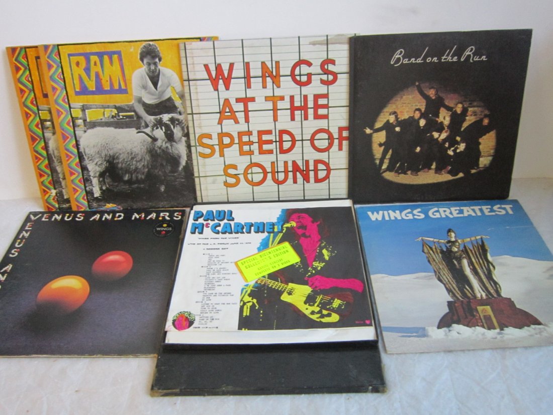 Paul McCartney & Wings LP albums: Paul McCartney & Wings LP albums, 33 1/3 rpm including; (2) PM - Ram (with Linda) and Special Bicentennial Collector's Edition, Wings - At the Speed of Sound, Band on the Run, Venus and Mars and Wings