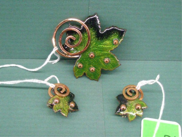 Matisse Copper & Enamel Pin & Earrings
