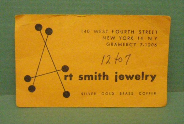 Art Smith Business Card: Art Smith Business Card, 140 W. Fourth St. , NY, NY