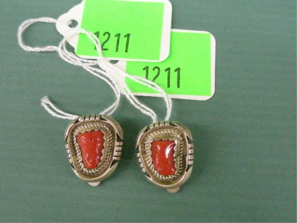 Signed Native American Silver Clip Earrings