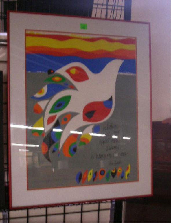 Sam Maitin Signed Serigraph: Sam Maitin, signed, serigraph [155/200], "Whatever magic you expect from dreams is heavy on the air". [Graphite inscription within image: "JDF 10th Anniversary / Sam Maitin"]. 25 3/4 x 19 3/4 = image,