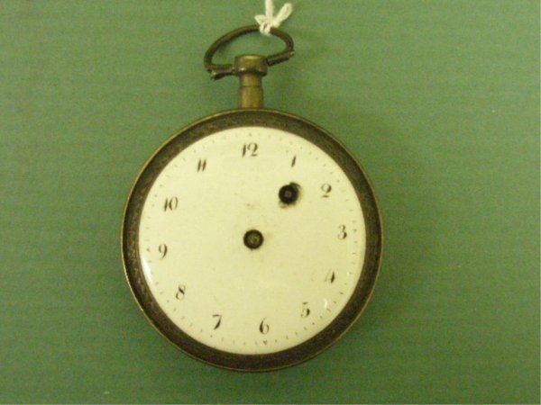 Early 19th c. Silver Pocket Watch: Henry, A Paris, fusee keywind movement pocket watch, N 79, engraved & cut out work. 42mm diam movement. Silver case (unmarked) with makers mark 'PIR', early 19th c. [19d]