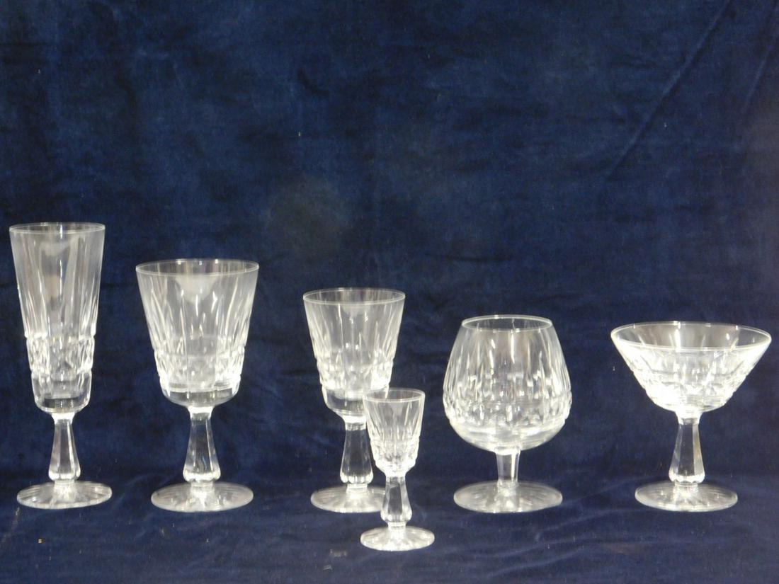 66 Pcs Waterford Kylemore (cut) Stemware: Sixty-six Pieces Waterford Kylemore (cut) Stemware, clear crystal; a discontinued pattern, includes: twelve 6" Claret wine; twelve 7 7/8" fluted champagne, fourteen 6 3/4" water goblets; twelve 4 3/4"
