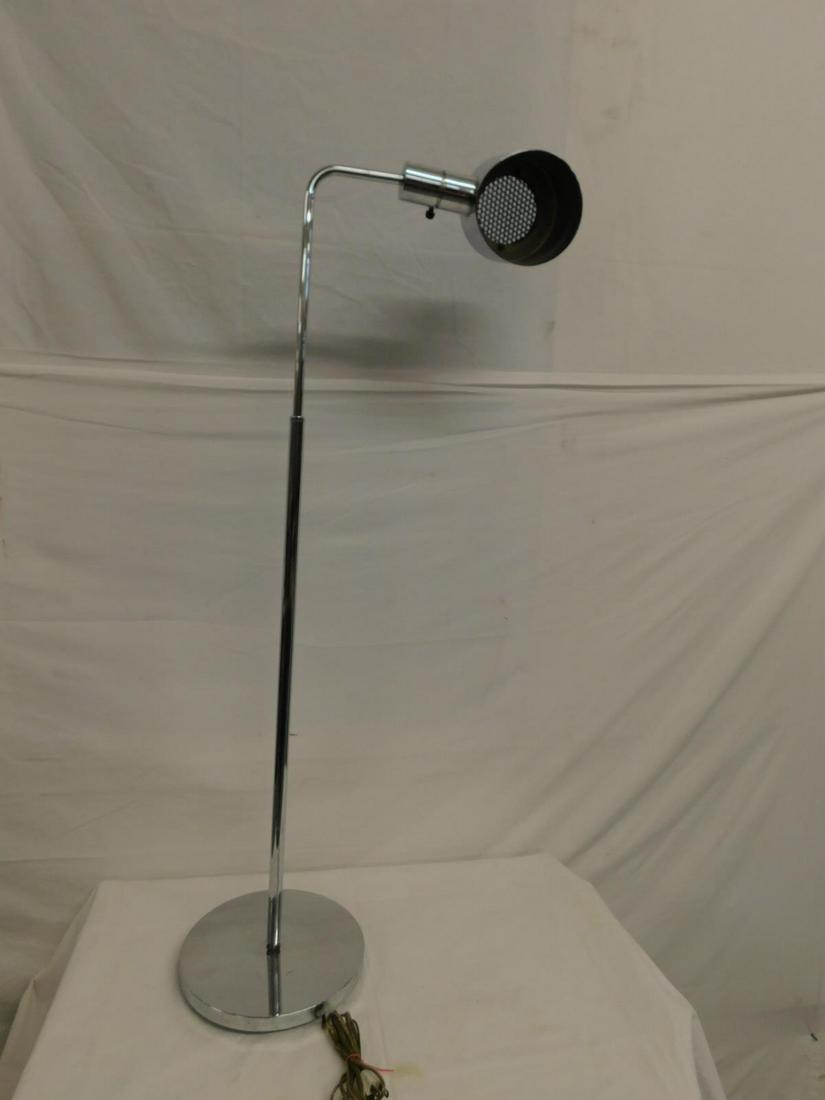 MCM Floor Lamp by Casella Lighting: MCM Floor Lamp by Casella Lighting, chrome, adjustable height, swing arm with cylindrical bulb housing, circa 1970-80s. CONDITION: Very good used condition.