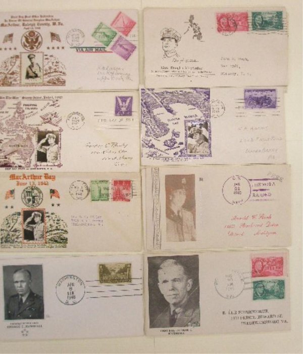 United States Army Generals First Day Covers: Nineteen 1943-1948 United States Army General Douglas MacArthur & General George C. Marshall commemorative first day covers