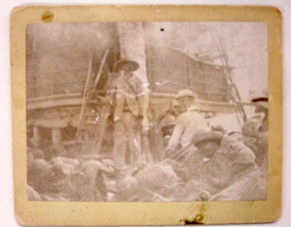 C. 1898 Cuban Soldiers Cabinet Photo: C. 1898 cabinet photo depicting Cuban soldiers aboard the United States Naval ship U.S.S. Vixen