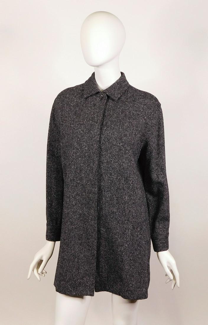 Loro Piana: Two Jackets: Two Loro Piana women’s jackets, both marked size 44. Comprised of a) a charcoal tweed jacket, 52% silk/48% virgin wool; and b) a pale sage 100% cashmere jacket. Both made in Italy. Condition: Both f
